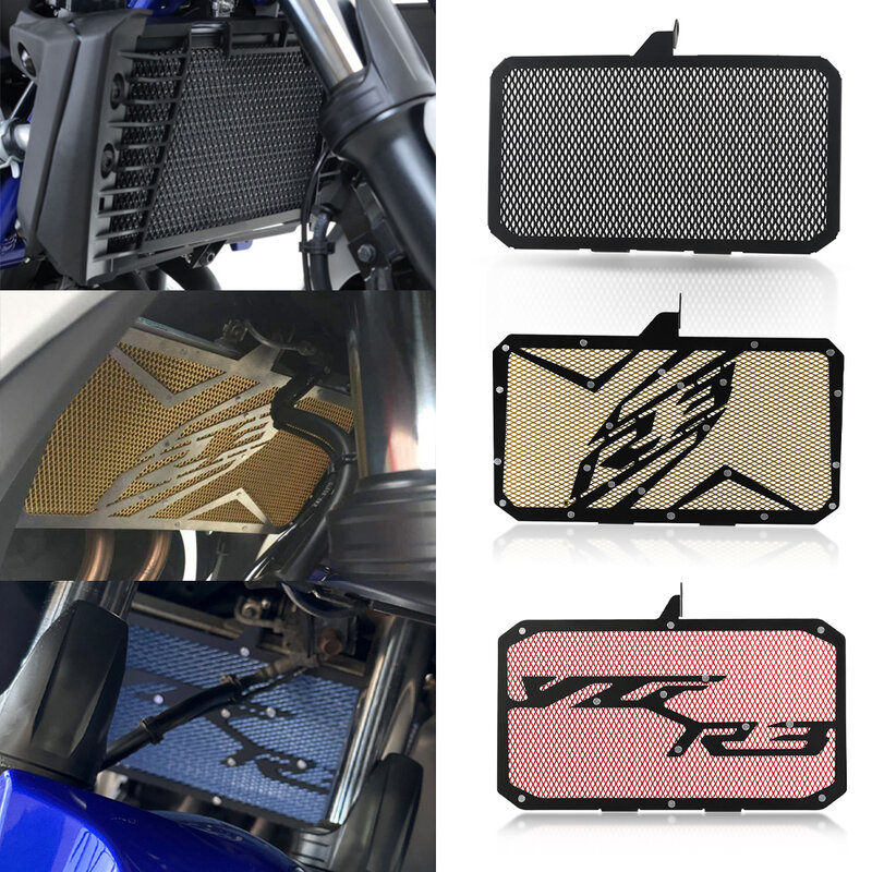 Radiator Grille Guard Cover Protector, Acessórios de Motocicleta, Yamaha YZF-R3, YZFR3, YZF R3, 2015-2023, 2022, 2021, 2020, 2019, 2018