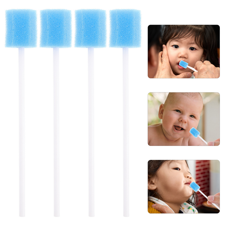 Healeved Cotton Swabs Cotton Swabs 100 Pcs Mouth Swabs Elderly Disposable Sponge Stick Mouth Care Sponge Tooth Cleaning