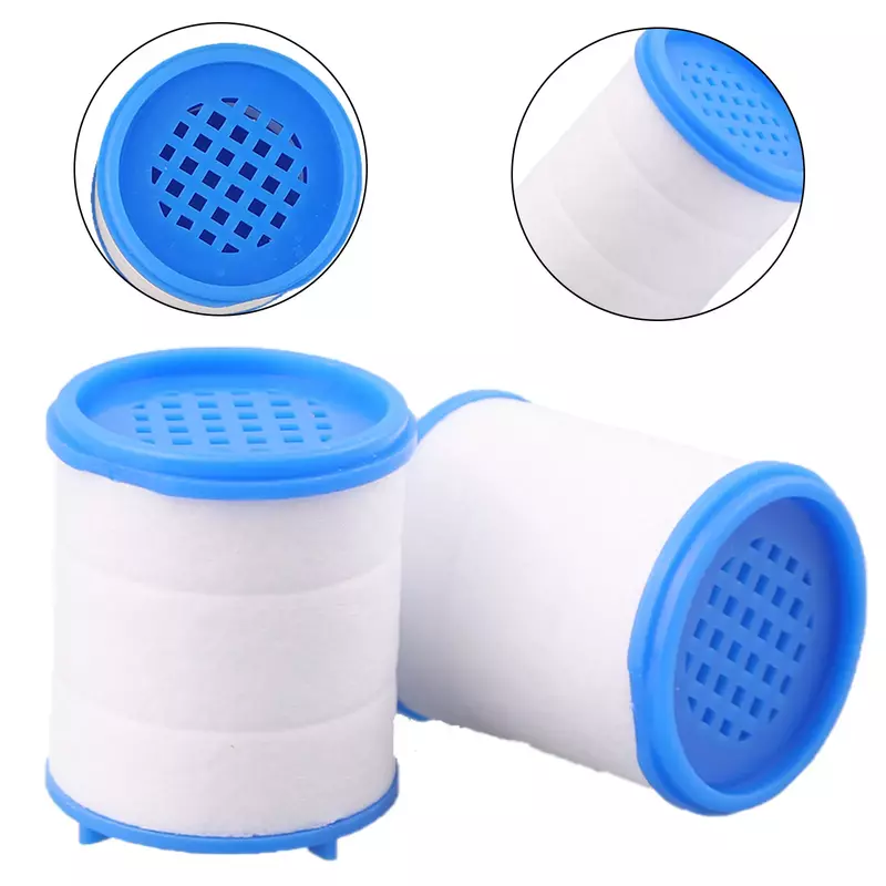 Elemen Filter katun PP biru + putih, pemurni air keran kamar mandi dapur mudah dipasang pembersihan efektif
