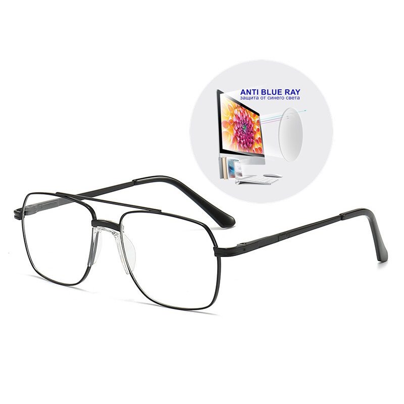 Benutzerdefinierte Myopie-Brille mit Rezept -0,5 bis -10 Männer Frauen Hochwertige Twin-Beams-Legierungsrahmenbrille für Kurzsichtige F023