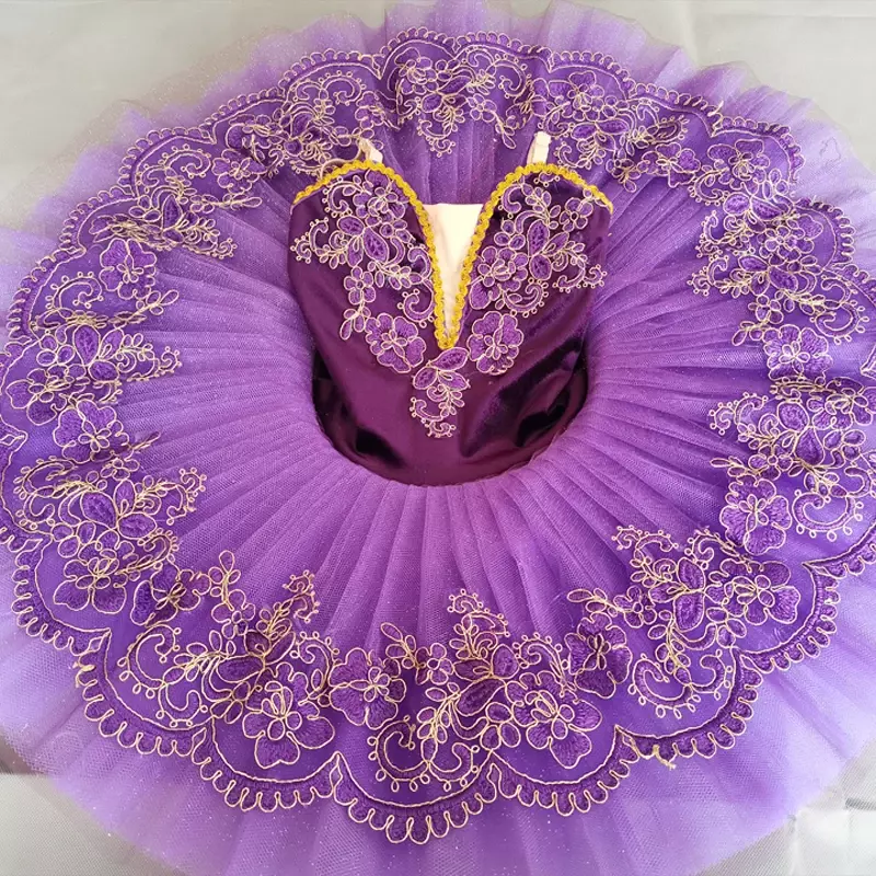 バレエダンス用のバレエスカート,女の子用のプロの管状ドレス,バレエ用の紫色のドレス
