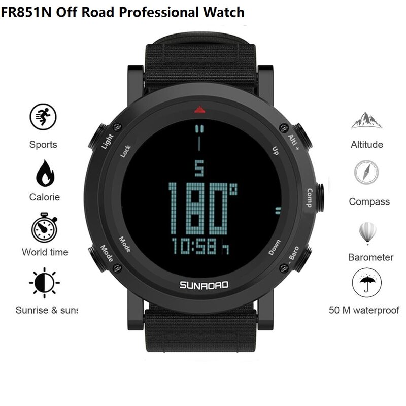 SUNROAD-reloj profesional FR851N para hombre y mujer, pulsera con pronóstico del tiempo, monitoreo de presión, ruso-ucraniano, para exteriores
