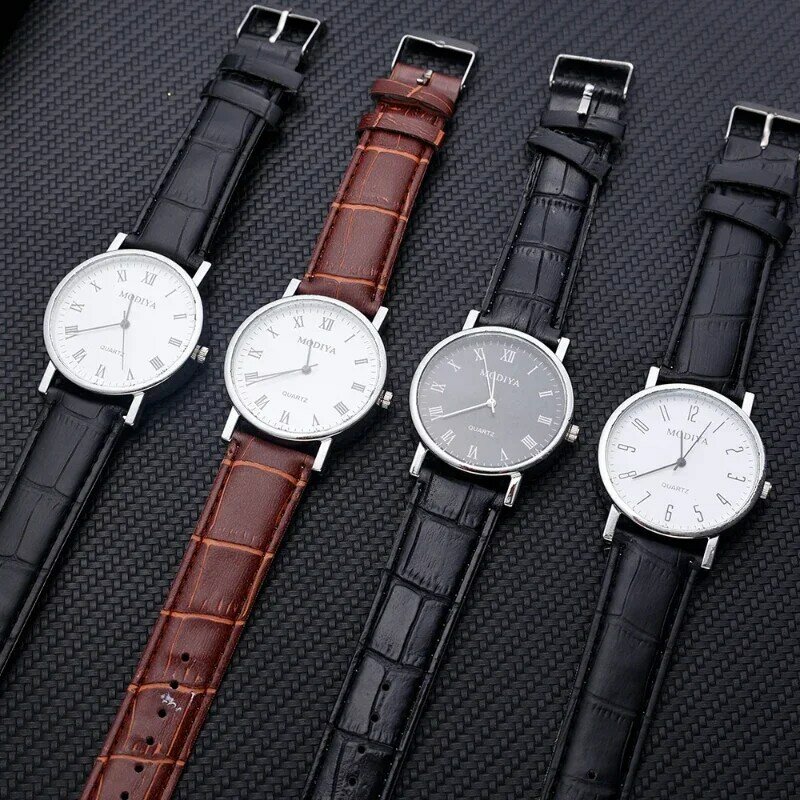 Montre-bracelet à quartz analogique avec bracelet en cuir pour hommes et femmes, montres d'affaires de luxe, horloge simple décontractée