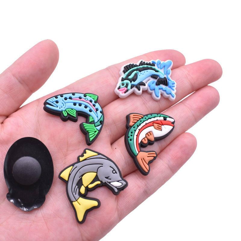PVC soft fish characters shoe charms buckles decorations for clog wristbands sandals carton accessories kids boys party gift