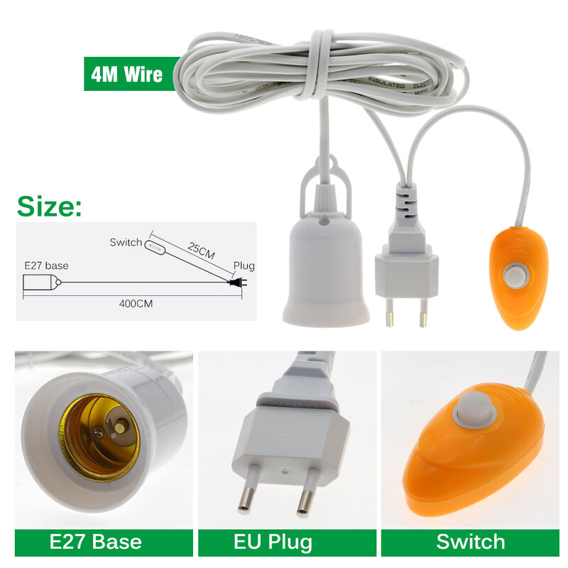 E27 Grow Light Holder Grow Lamp Socket With ON/Off Timing Switch EU US Plug Energy Saving Base