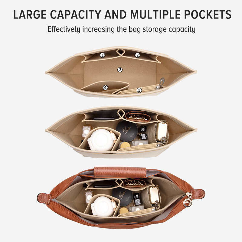 WUTA фетровая сумка-органайзер для Longchamp S/M/L большая сумка-кошелек-органайзер вставка для сумки для хранения косметической сумки-вкладыша с поддержкой формирователя