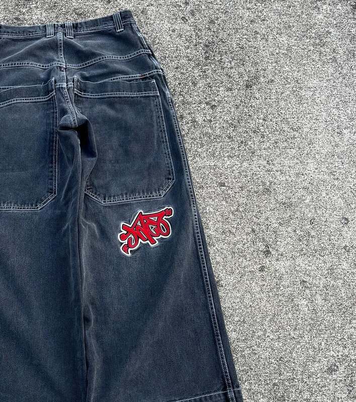 Pantalones vaqueros con estampado de letras americanas para hombre, ropa de calle de hip hop, jeans rectos sueltos, pantalones vaqueros Harajuku Y2K, 2024