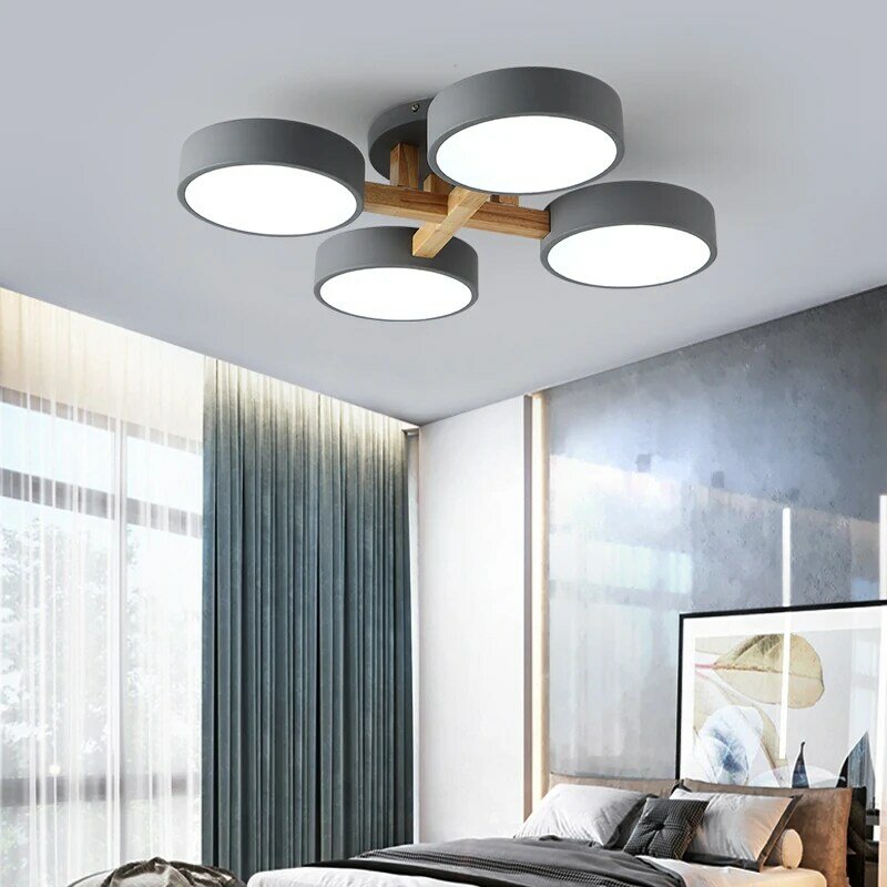 Nordic Wood LED żyrandol nowoczesne lampy Macaron do salonu sypialnia badania Home Deco lampy oświetlenie wewnętrzne Lustre AC90-260V