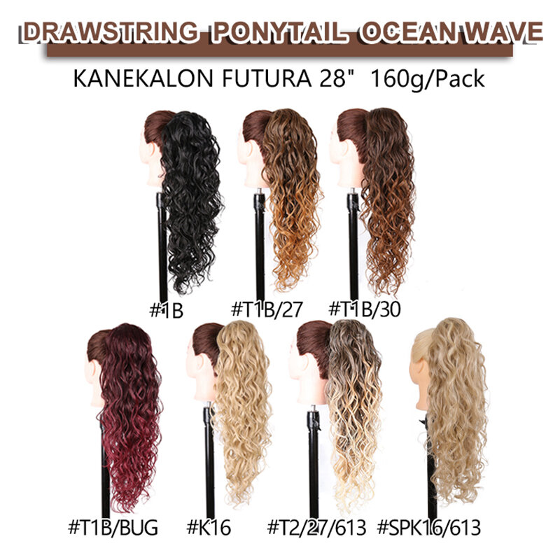 Julianna Wholesale Synthetic Hair Kanekalon Futura Drawstring Ponytails Extensions 28" Ocean Wave
