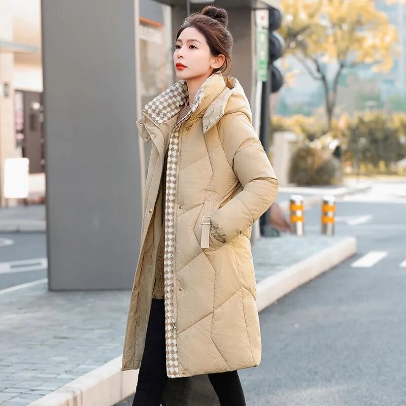 Down Cotton Jacket For Women In Winter, New Mid Length Design, Thickened Korean Gentle Cotton Jacket Jacket