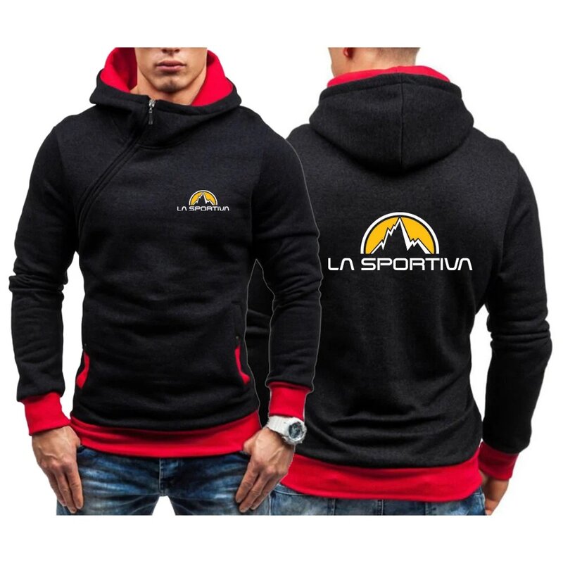 In the spring and autumn of 2024, men's La Sportiva Logo printed sports and leisure hoodies were popular with five-color diagona