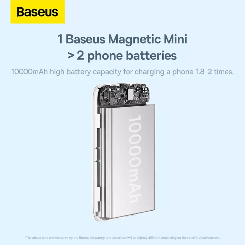 Baseus Магнитный внешний аккумулятор 20 Вт 10000 мАч, беспроводная батарея Magsafe, портативное зарядное устройство для iphone 14 13 12
