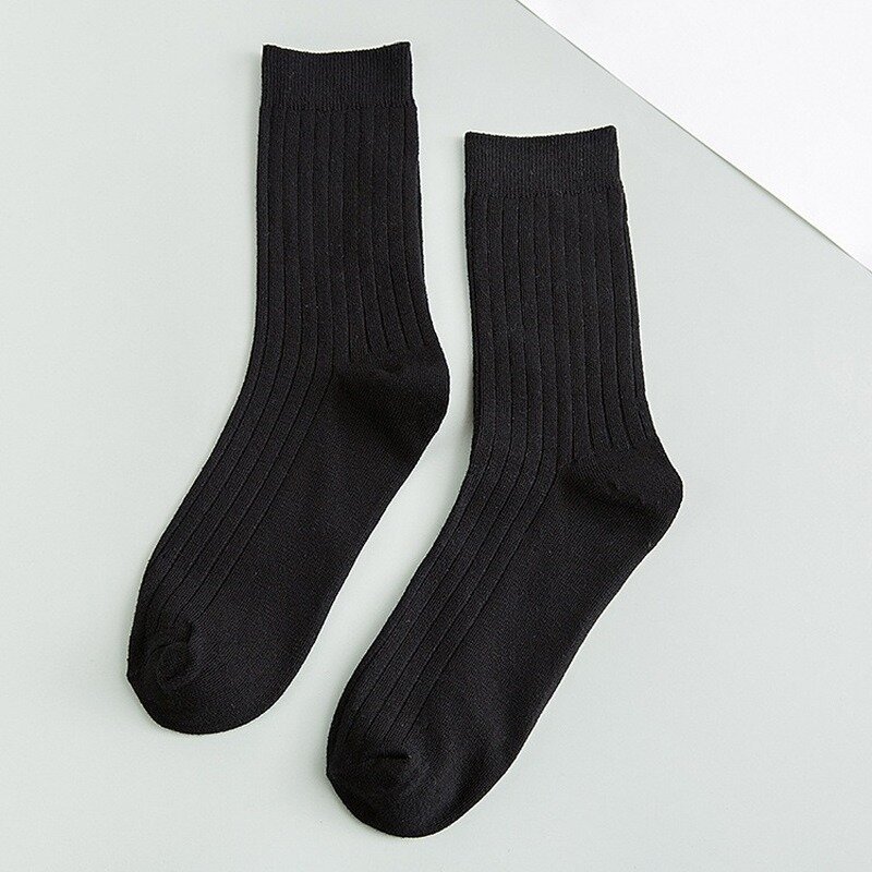 Autumn Winter Pure Color Mens Socks Cotton Warm Black and White Happy Socks Male  Gifts for Men EUR 39-44 387