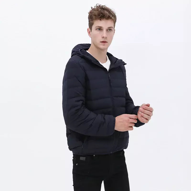 남성 패션 후드 90% 화이트 덕 다운 코트, 가을 겨울, 신상 따뜻한 남성 캐주얼 다운 재킷