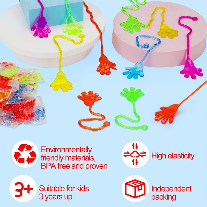 Tangan Lengket Pesta Nikmat untuk Anak-anak Perlengkapan Ulang Tahun Menyenangkan Mainan Pesta Nikmat, Aneh Menyenangkan Melar Glitter Tangan Lengket Pesta Nikmat