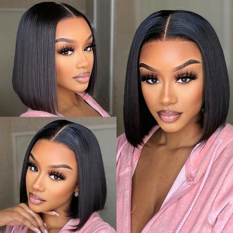 Straight Short Bob Wig Human Hair Wigs 13x4 Lace Frontal Wigs Brazilian Pre Plucked Lace Frontal Human Hair Wigs For Women