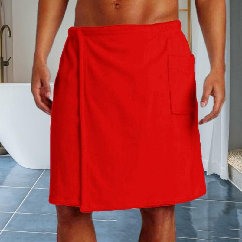 Men Bathrobe Bath Towel Adjustable Elastic Waist Homewear Nightgown Pocket Outdoor Sports Swimming Gym Spa Towel