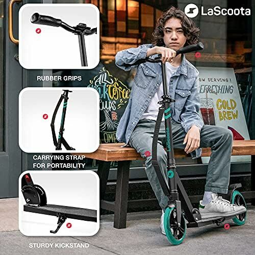 Scooter de rodas leves e resistentes para crianças, adolescentes e adultos, Idades 6 Plus guiador ajustável, ajustável