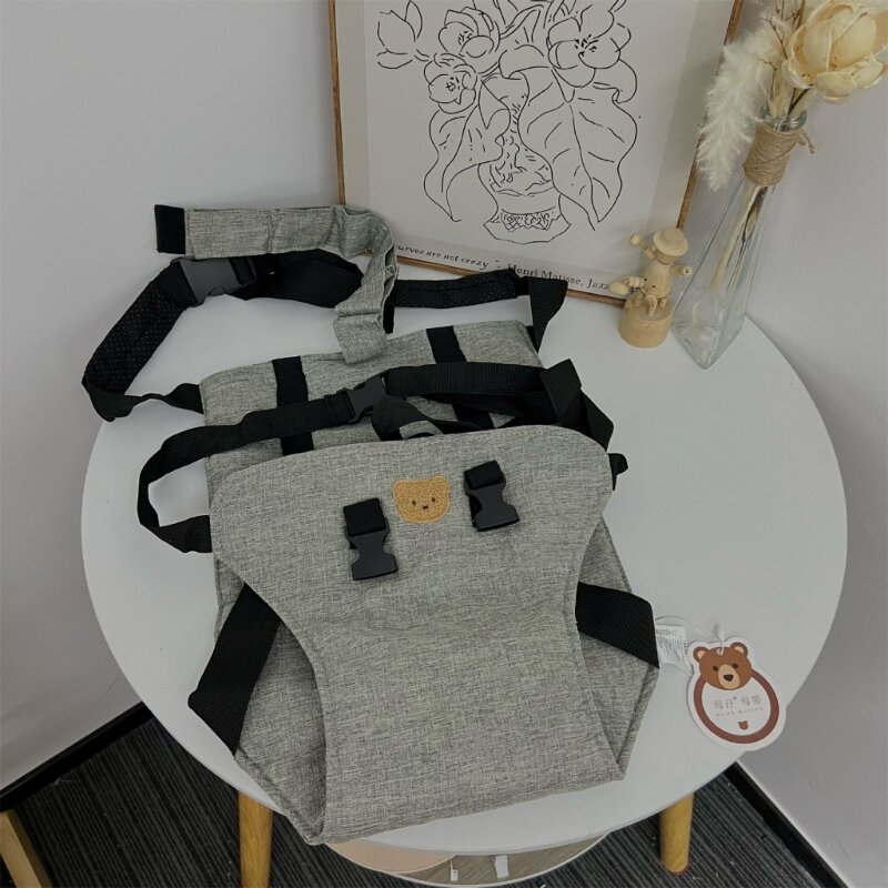 F62D Cartoon Bear Embroidery Baby Harness Belt Universal Baby SeatBelt Foldable High Chair Strap Baby Security Belt