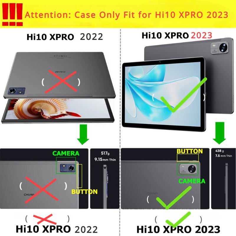 Smart Cover per Chuwi Hi10 XPro 2023 custodia per Tablet custodia pieghevole in pelle Pu Folio da 10.1 pollici con guscio protettivo per riattivazione automatica del sonno