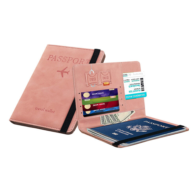 Funda de pasaporte RFID de PU, billetera para tarjeta de identificación de crédito, impermeable, vendaje de negocios, soporte para pasaporte, Protector multifunción de viaje