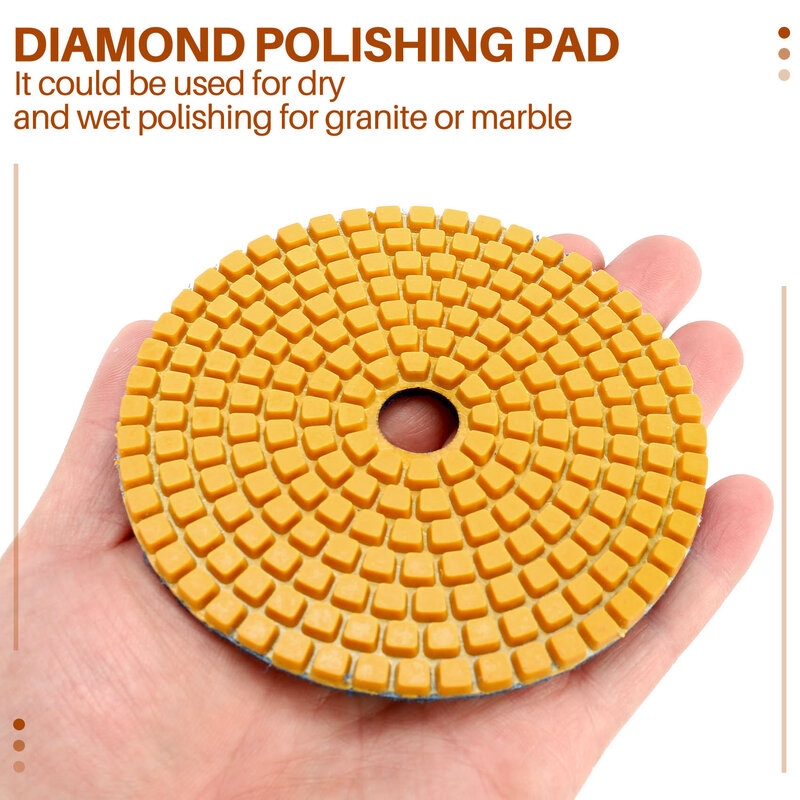 Almohadillas flexibles de diamante para pulido en seco y húmedo, pulido de suelo de 3 escalones para baldosas de mármol y piedra, 100Mm, 3 unidades