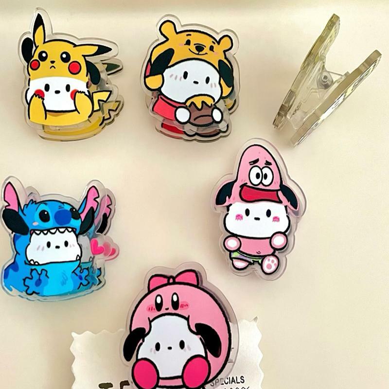 Kawaii Cute Sanrio Pochacco Double-Sided Clip Sealing Clip Test Paper Folder Cartoon Lovable Exquisite Birthday Gift For Girls