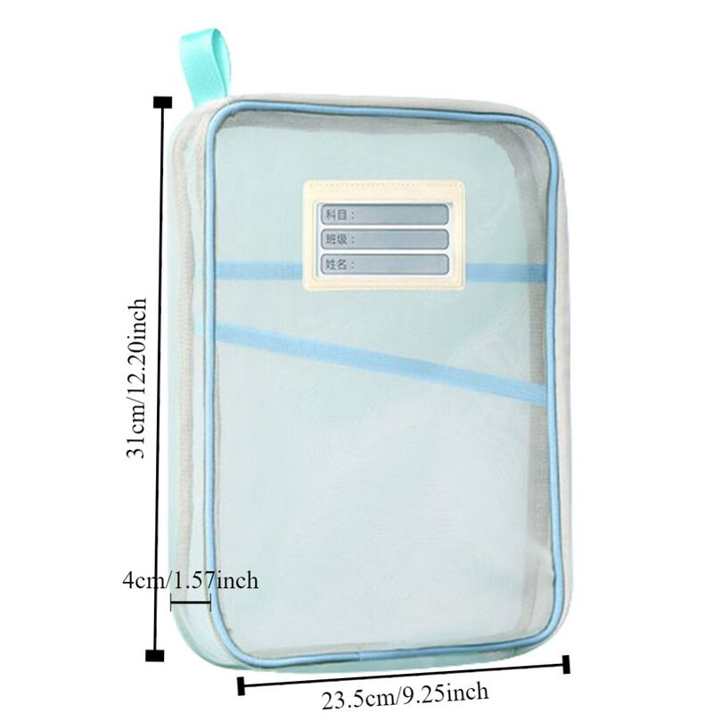 Large Capacity Test Paper Storage Bag Mesh Transparent File Folder Bag Durable Zipper File Pocket School Office Supplies