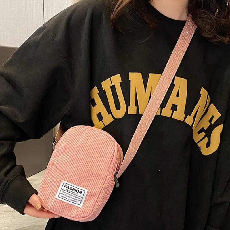 Frauen Cord Umhängetaschen Retro Kunst Leinwand Umhängetasche niedliche Einkaufstaschen für Damen Mode lässig Reiß verschluss Tragetaschen Handtaschen