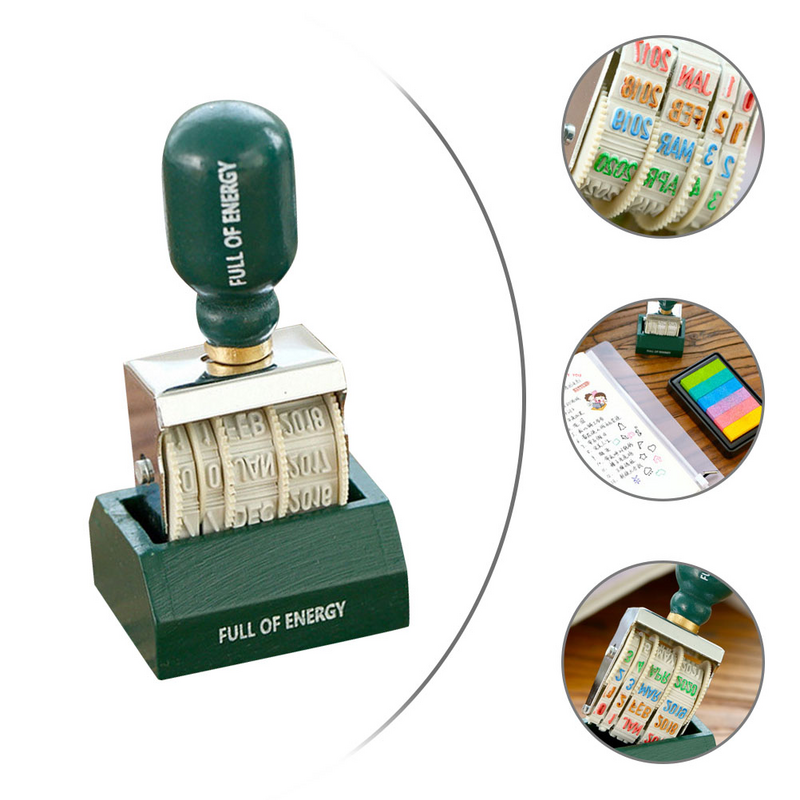 Sello de fecha para sellos postales de diario, rodillos DIY, rueda de desplazamiento de sello de perilla