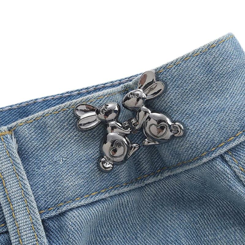 Botões de metal reutilizáveis para Jeans, Botão retrátil, Rabbit Snap Fastener, Costura em fivelas, Ajuste perfeito, Cintura Reduzir, Pin