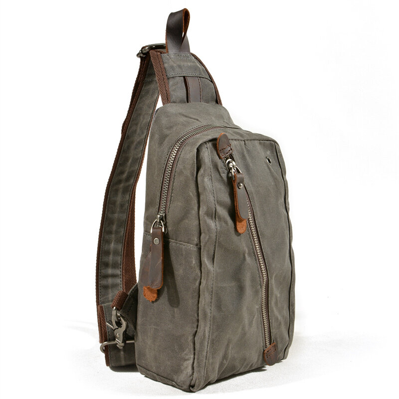 Вощеная холщовая нагрудная сумка в европейском стиле, мужская сумка-слинг, винтажный водонепроницаемый маленький рюкзак для мужчин, поддержка пользовательского логотипа, Прямая поставка