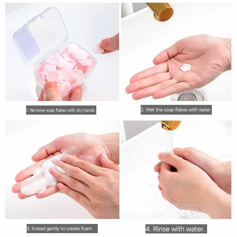 สบู่ล้างมือแบบกระดาษพกพา1กล่องสบู่ล้างมือแผ่นหอมล้างโฟมอาบน้ำขณะเดินทาง