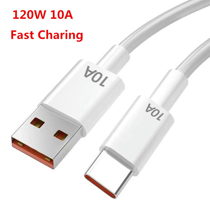 Cabo USB tipo C para celular, linha de carregamento super rápido, carga rápida, cabo de dados, 120W, 10A