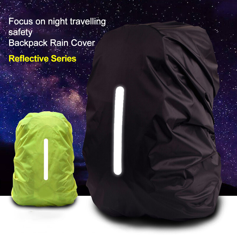Capa de chuva reflexiva impermeável mochila, esporte ao ar livre, ciclismo noturno, saco de segurança leve, camping, caminhadas, 10-70L