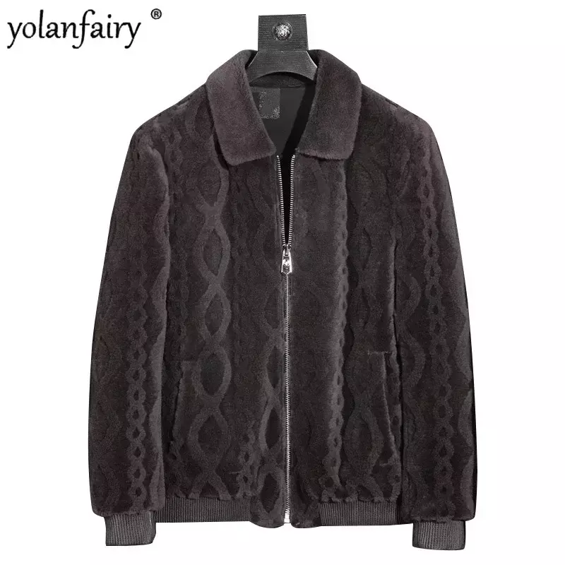 Флисовая Куртка из овечьей шерсти, мужское зимнее пальто с короткими лацканами, шерстяные меховые пальто и куртки для мужчин, композитная меховая интегрированная одежда F