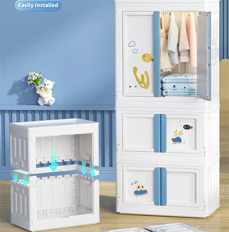 Caixa de armazenamento moderna simples dobrável, armário doméstico, roupas, calças, armário de roupas íntimas, artigos diversos infantis, 72 150L