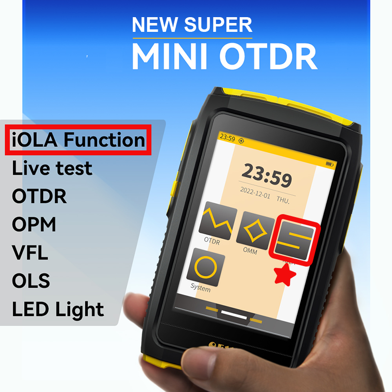 OFW 미니 OTDR 광학 반사판 액티브 파이버 라이브 테스터, 광학 반사계, 터치 스크린, OPM VFL iOLA, 1550nm, 20dB