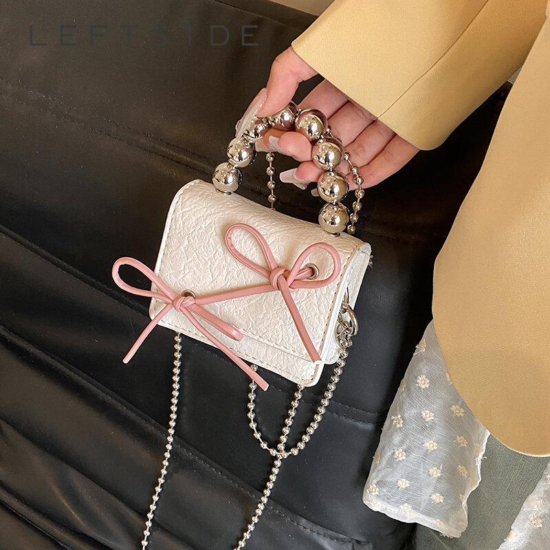 حقيبة كروس جلدية للنساء ، تصميم ربطة عنق صغيرة لطيفة ، مصمم فاخر ، موضة كورية ، حقائب يد وحقائب