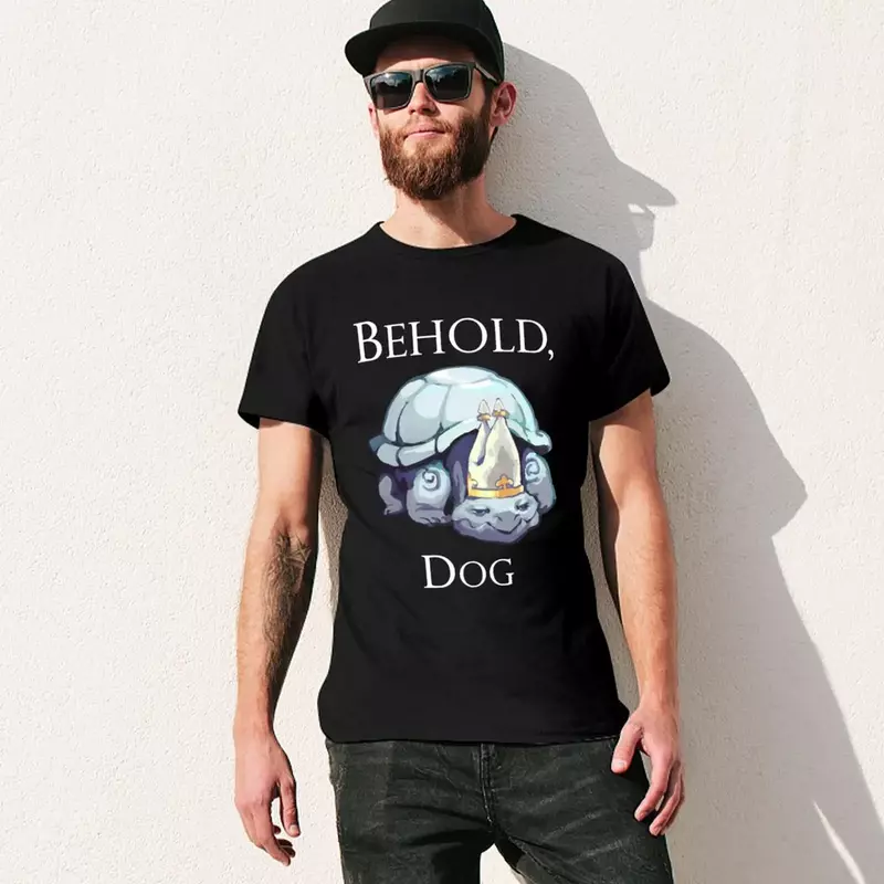 Men's King Behold e Dog T-Shirt, Camisetas pretas extragrandes, personalização