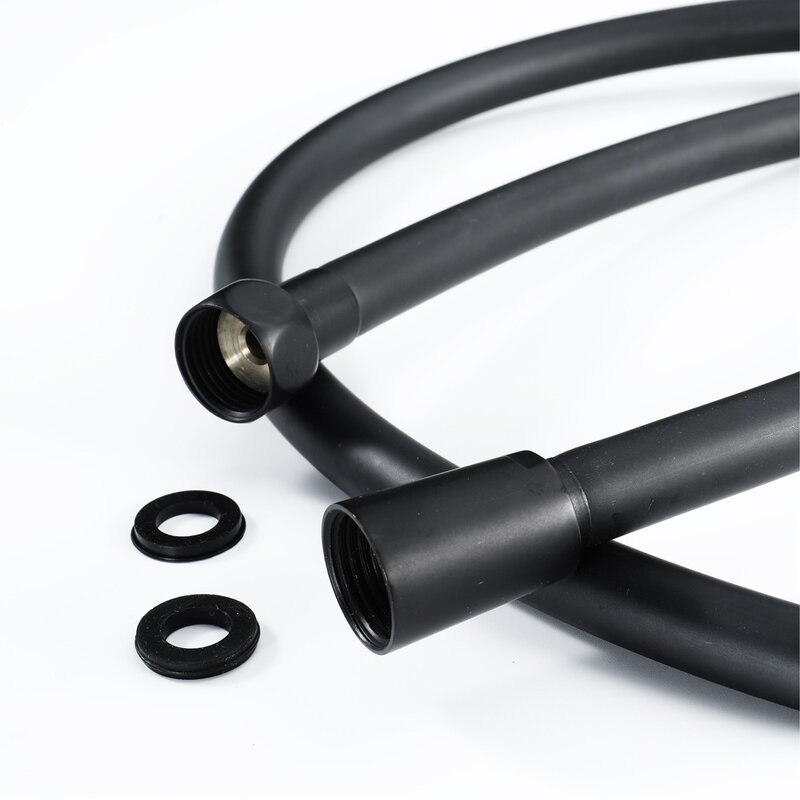 Selang Pancuran PVC Tekanan Tinggi Perak & Hitam Halus untuk Kepala Genggam Mandi Fleksibel Rotasi 360 °