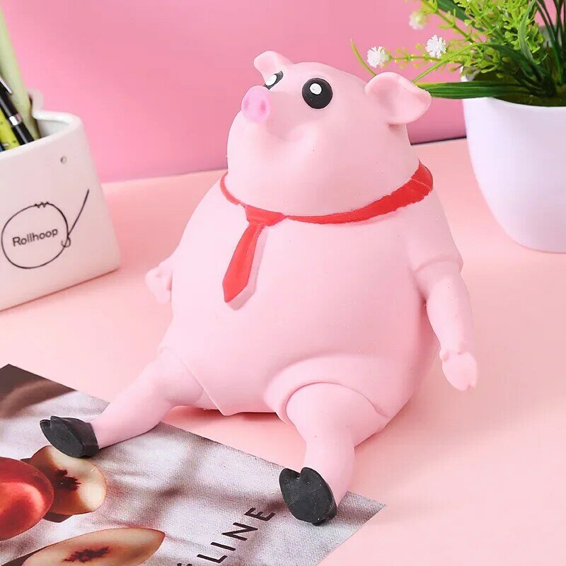 Children's Decompression Toys Creative Spread Powder Skin Pig Funny Inspirational Red Scarf Office Pinch Music Vent Gift Kid