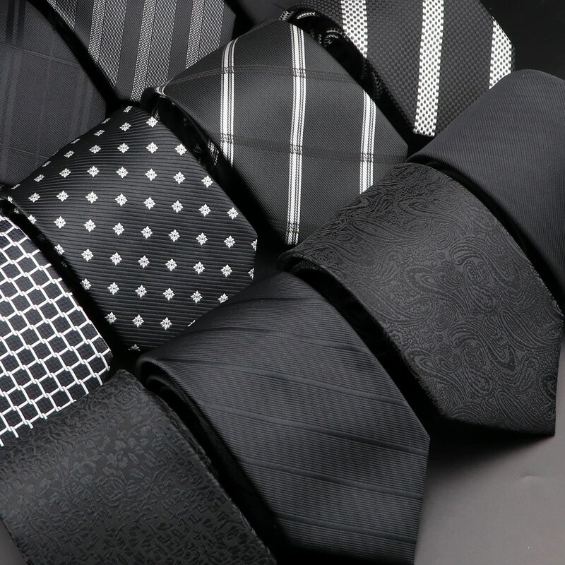 New Design Wedding Men Tie Black Solid Striped Paisley Flower Neckties Men Business Dropshipping Groom Collar Accessories Gift