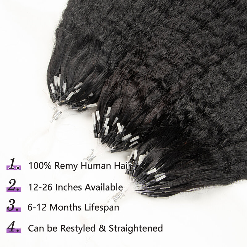 Perwersyjne proste mikropętlowe doczepy z ludzkich włosów mikrofilowe przedłużanie włosów miękkie keratyny wiązania Remy naturalne czarne 50 pasm/opakowanie