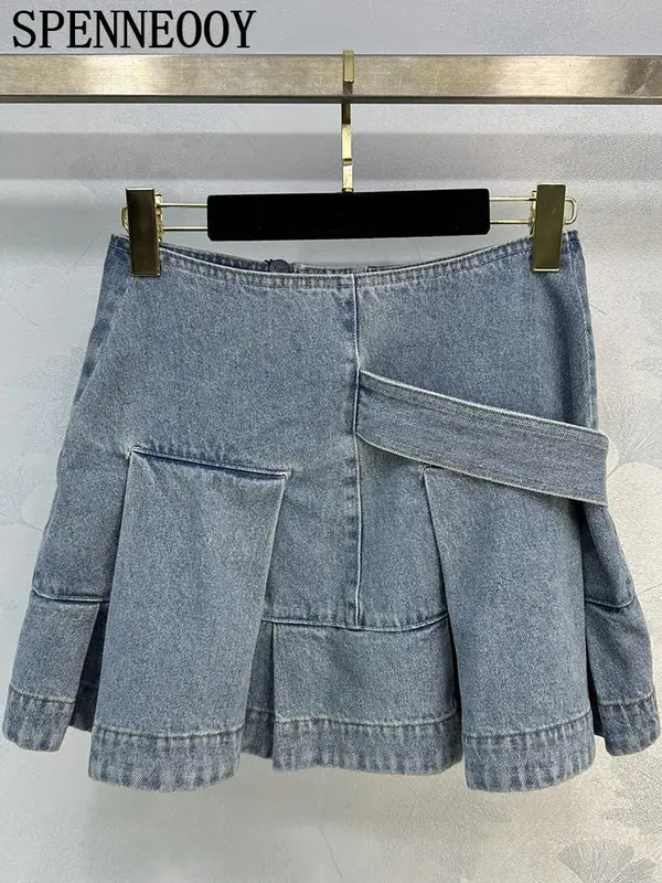 Модная дизайнерская Летняя женская юбка с ремешком и заниженной талией