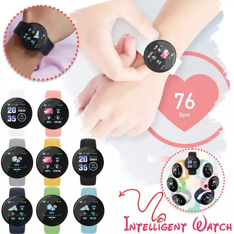 Умные часы для детей, цветные Смарт-часы с Bluetooth, мужские и женские спортивные часы, фитнес-трекер, водонепроницаемые часы для девочек
