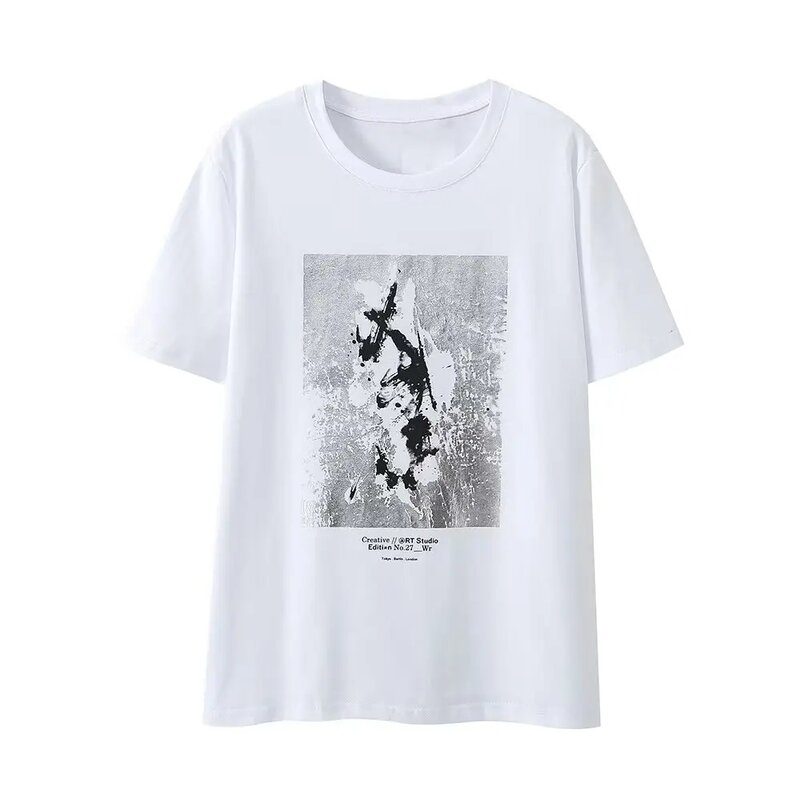 Traf ZR-Camiseta de manga curta feminina, camiseta feminina, camiseta de rua Y2K, blusa de moda verão, 2022