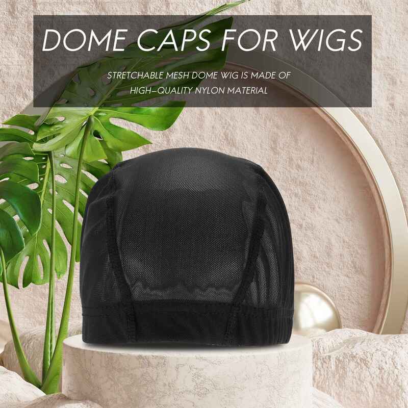 Topi Wig untuk pembuatan Wig elastis, topi Wig jala kubah depan wanita hitam 6 buah