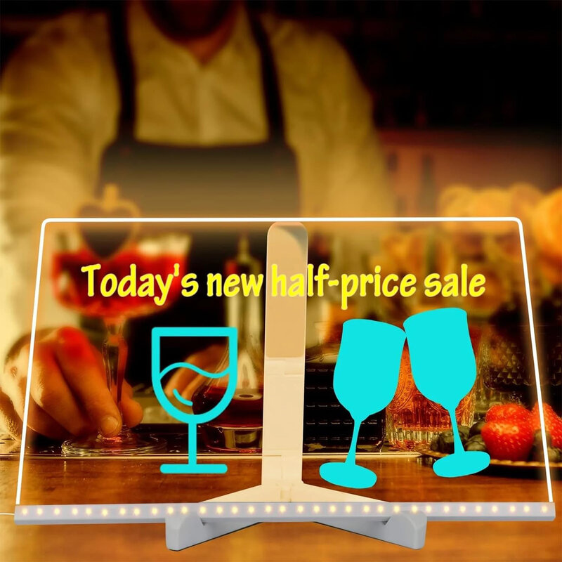 Acrylic Dry Erase Board with Light Led Board White Message Board for Kitchen Wedding Promotions