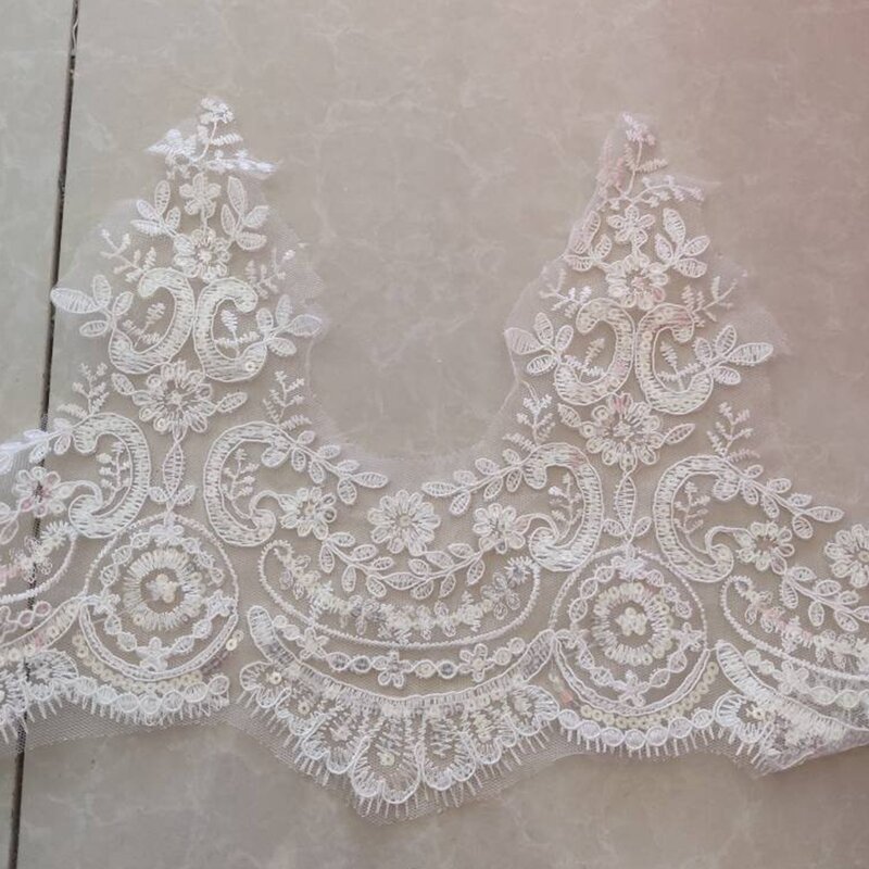 Penutup kepala pernikahan Katedral gading putih keluaran baru tudung pengantin applique renda penutup kepala pengantin tudung bahu